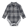 Me & Henry JASPER Beige/Blue brushed cotton plaid Woven Onesie - Princess and the Pea Boutique