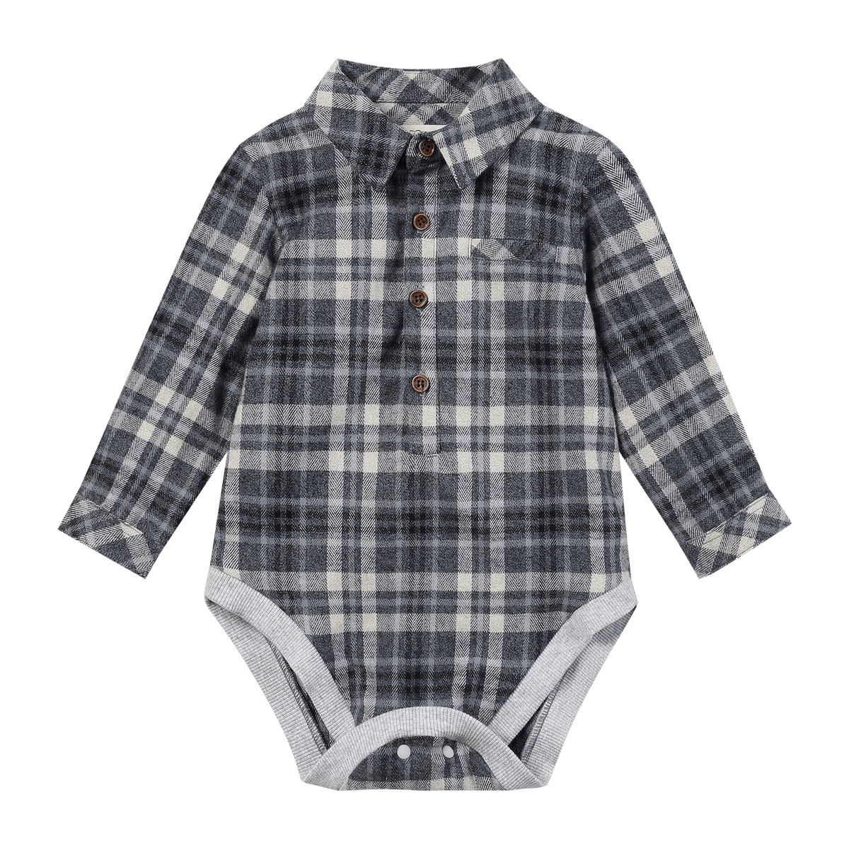 Me & Henry JASPER Beige/Blue brushed cotton plaid Woven Onesie - Princess and the Pea Boutique