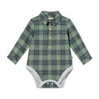 Me & Henry JASPER Green/Teal Plaid Woven Onesie - Princess and the Pea Boutique