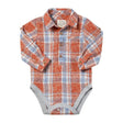 Me & Henry JASPER Rust/Blue Washed plaid Woven Onesie - Princess and the Pea Boutique