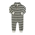 Me & Henry KINGSTON Sage/Cream Stripe Polo Romper - Princess and the Pea Boutique