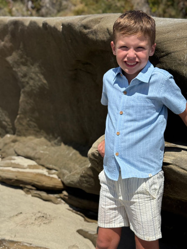 Me & Henry NEWPORT Woven shirt - Chambray stripe - Princess and the Pea Boutique