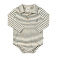 Me & Henry SEYMOUR Cream/Green Striped Polo Onesie - Princess and the Pea Boutique