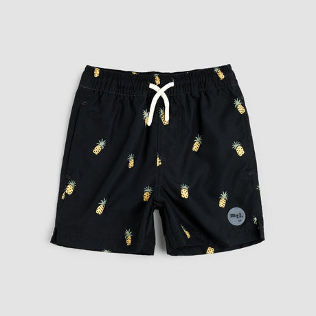 Miles the Label Pineapple Print on Black Swim Trunks - Princess and the Pea Boutique