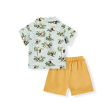 Milkbarn Blue Sky Toucan Linen Button - Up Shirt and Shorts Set - Princess and the Pea Boutique