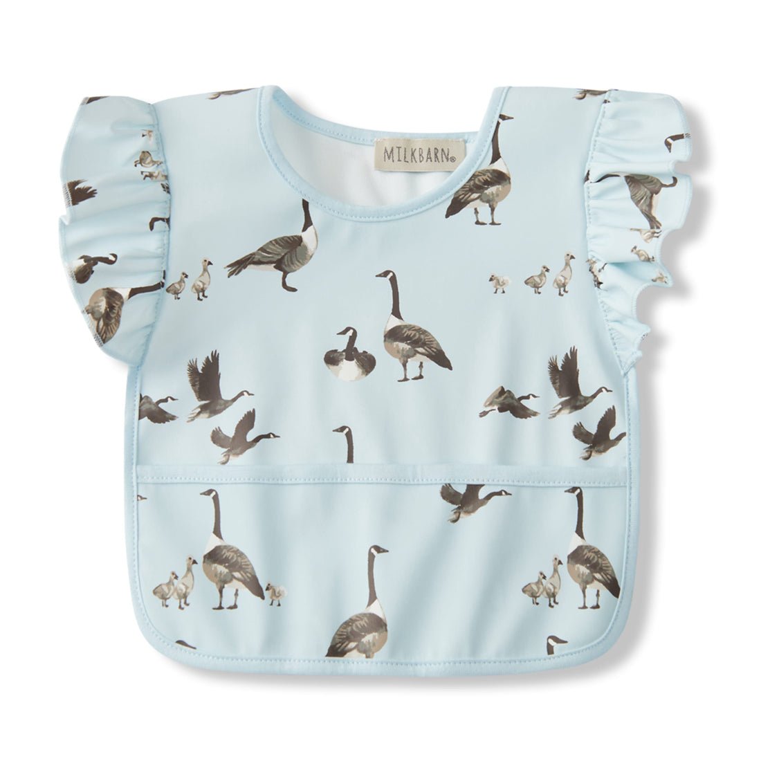 Milkbarn Goose Ruffle Pocket Bib - Princess and the Pea Boutique