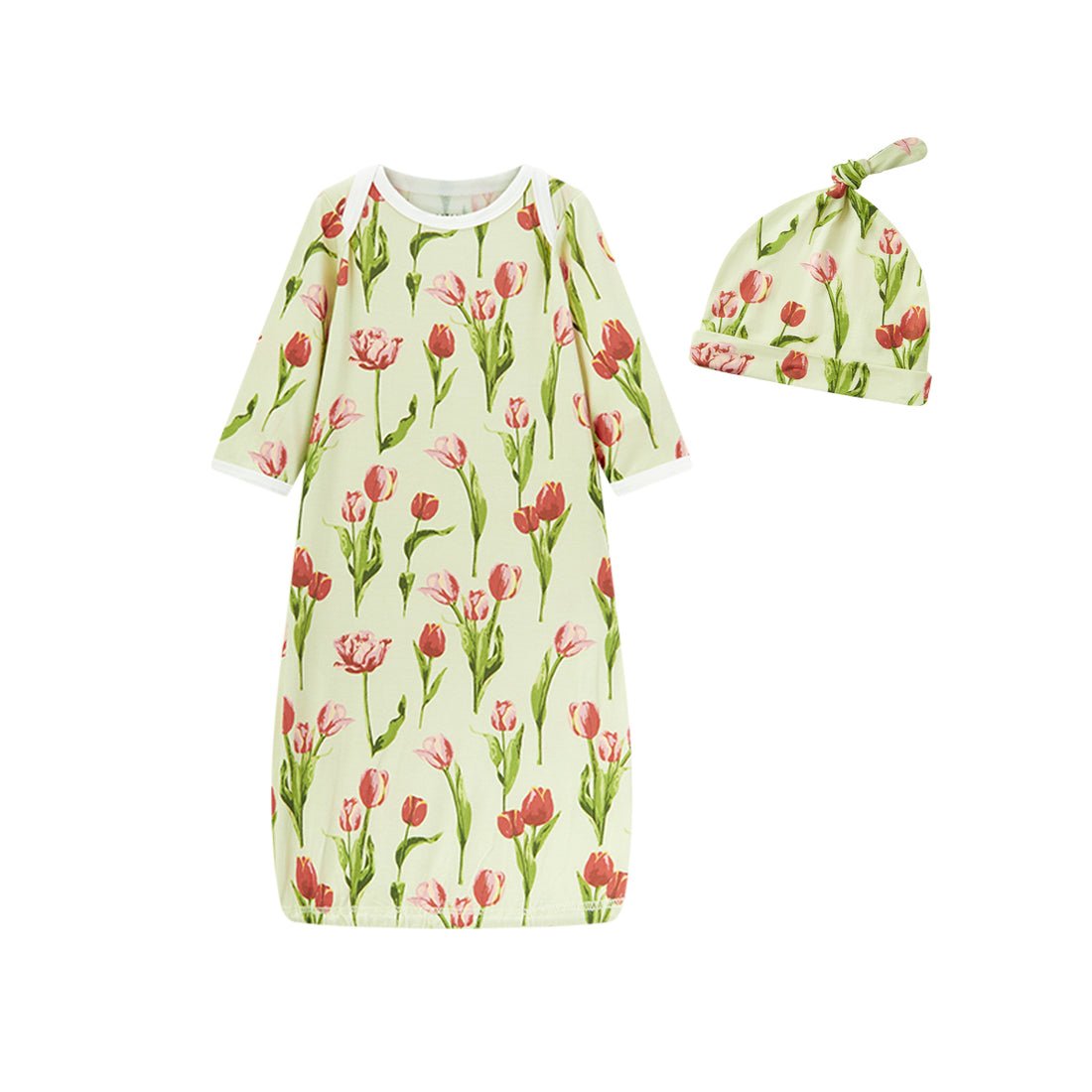 Milkbarn Luxe Stretch NB Gown & Hat Set Tulip 0 - 3M - Princess and the Pea Boutique