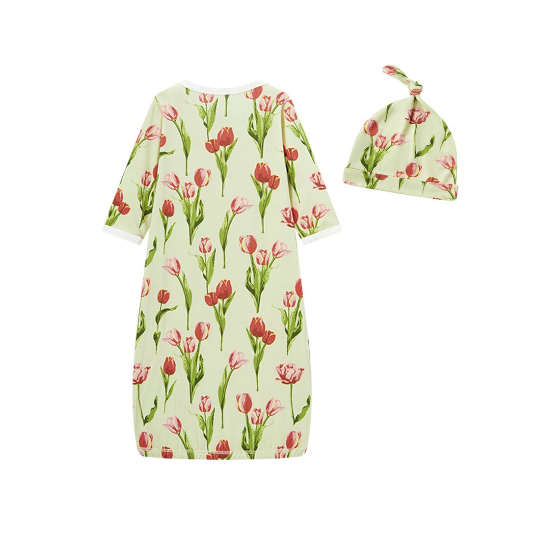 Milkbarn Luxe Stretch NB Gown & Hat Set Tulip 0 - 3M - Princess and the Pea Boutique