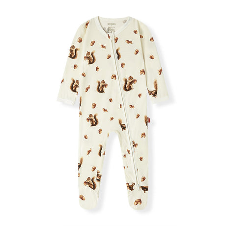 Milkbarn Luxe Stretch Zipper Footed Romper Chipmunk - Princess and the Pea Boutique