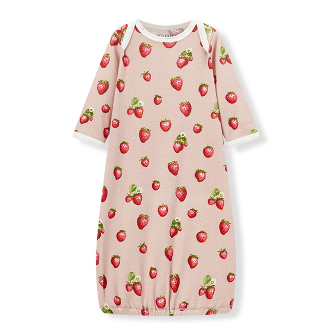 Milkbarn Organic Cotton NB Gown & Hat Set Strawberry 0 - 3M - Princess and the Pea Boutique