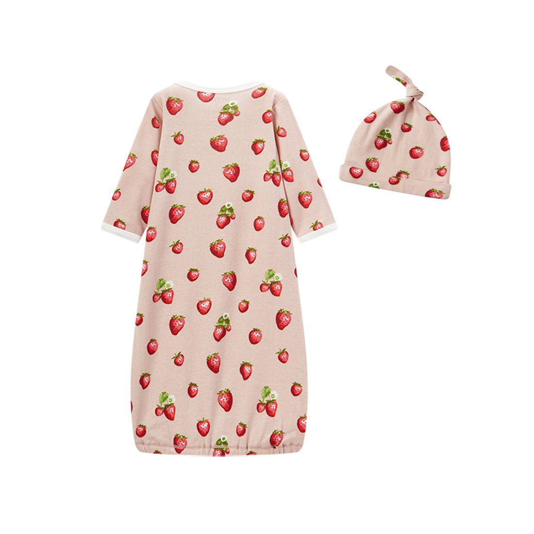 Milkbarn Organic Cotton NB Gown & Hat Set Strawberry 0 - 3M - Princess and the Pea Boutique