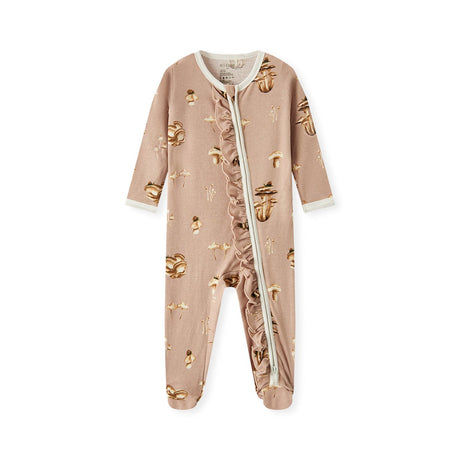 Milkbarn Organic Cotton Ruffle Footed Romper Mushroom - Princess and the Pea Boutique