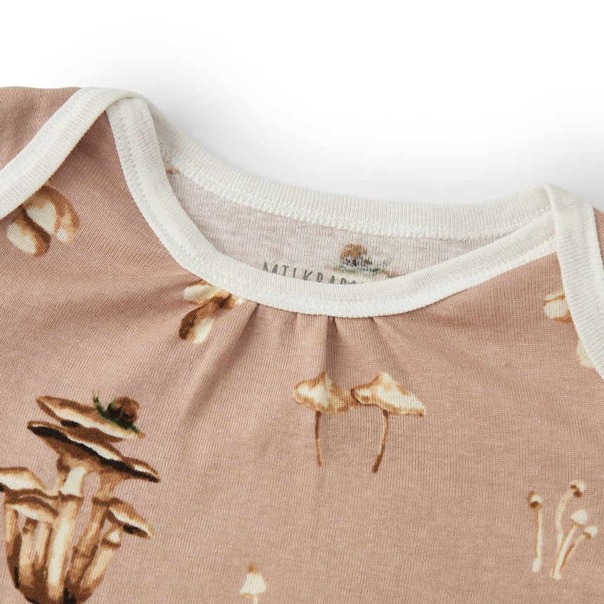 Milkbarn Organic Cotton Ruffle Long Sleeve One Piece Mushroom - Princess and the Pea Boutique