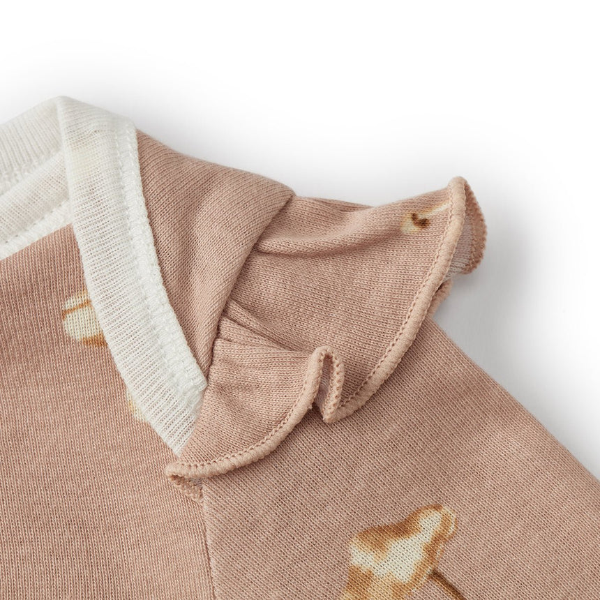 Milkbarn Organic Cotton Ruffle Long Sleeve One Piece Mushroom - Princess and the Pea Boutique