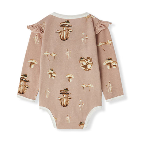 Milkbarn Organic Cotton Ruffle Long Sleeve One Piece Mushroom - Princess and the Pea Boutique