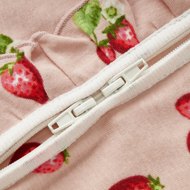 Milkbarn Strawberry Organic Cotton Ruffle Footed Romper - Princess and the Pea Boutique