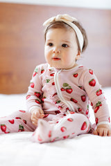 Milkbarn Strawberry Organic Cotton Ruffle Footed Romper - Princess and the Pea Boutique
