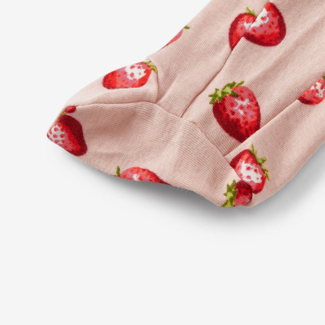 Milkbarn Strawberry Organic Cotton Ruffle Footed Romper - Princess and the Pea Boutique