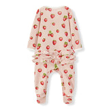 Milkbarn Strawberry Organic Cotton Ruffle Footed Romper - Princess and the Pea Boutique
