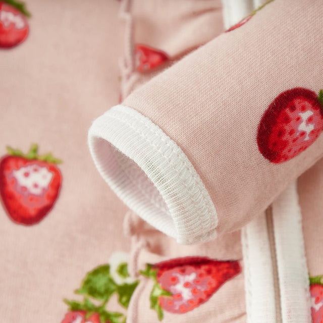 Milkbarn Strawberry Organic Cotton Ruffle Footed Romper - Princess and the Pea Boutique