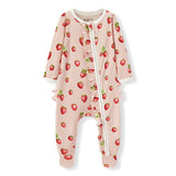 Milkbarn Strawberry Organic Cotton Ruffle Footed Romper - Princess and the Pea Boutique