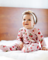Milkbarn Strawberry Organic Cotton Ruffle Footed Romper - Princess and the Pea Boutique