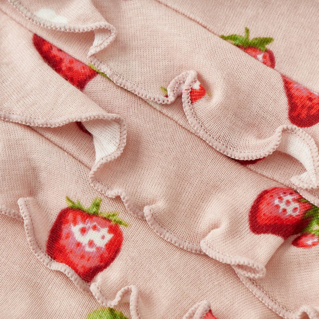 Milkbarn Strawberry Organic Cotton Ruffle Footed Romper - Princess and the Pea Boutique