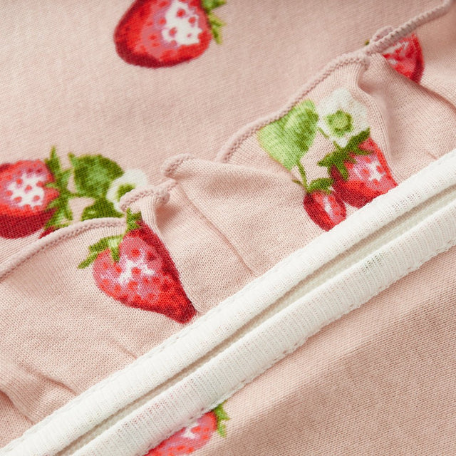 Milkbarn Strawberry Organic Cotton Ruffle Footed Romper - Princess and the Pea Boutique
