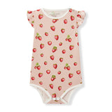 Milkbarn Strawberry Organic Cotton Ruffle One Piece - Princess and the Pea Boutique