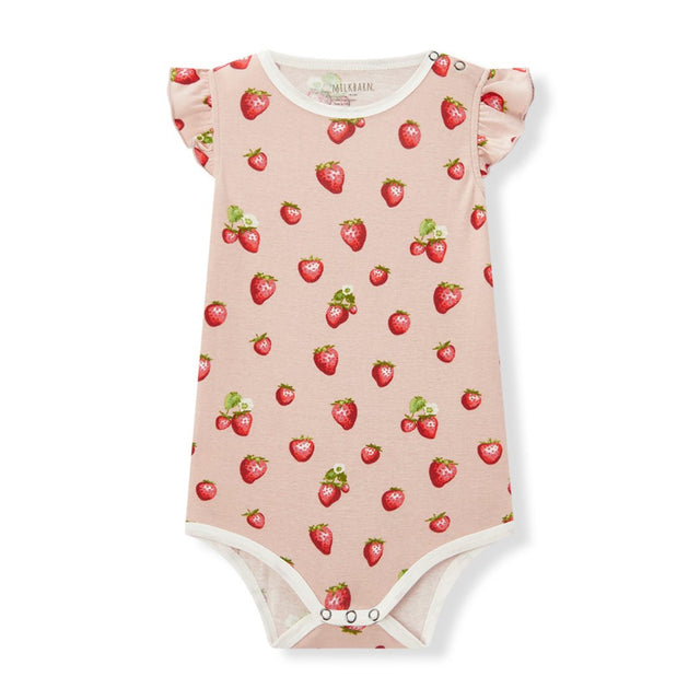 Milkbarn Strawberry Organic Cotton Ruffle One Piece - Princess and the Pea Boutique