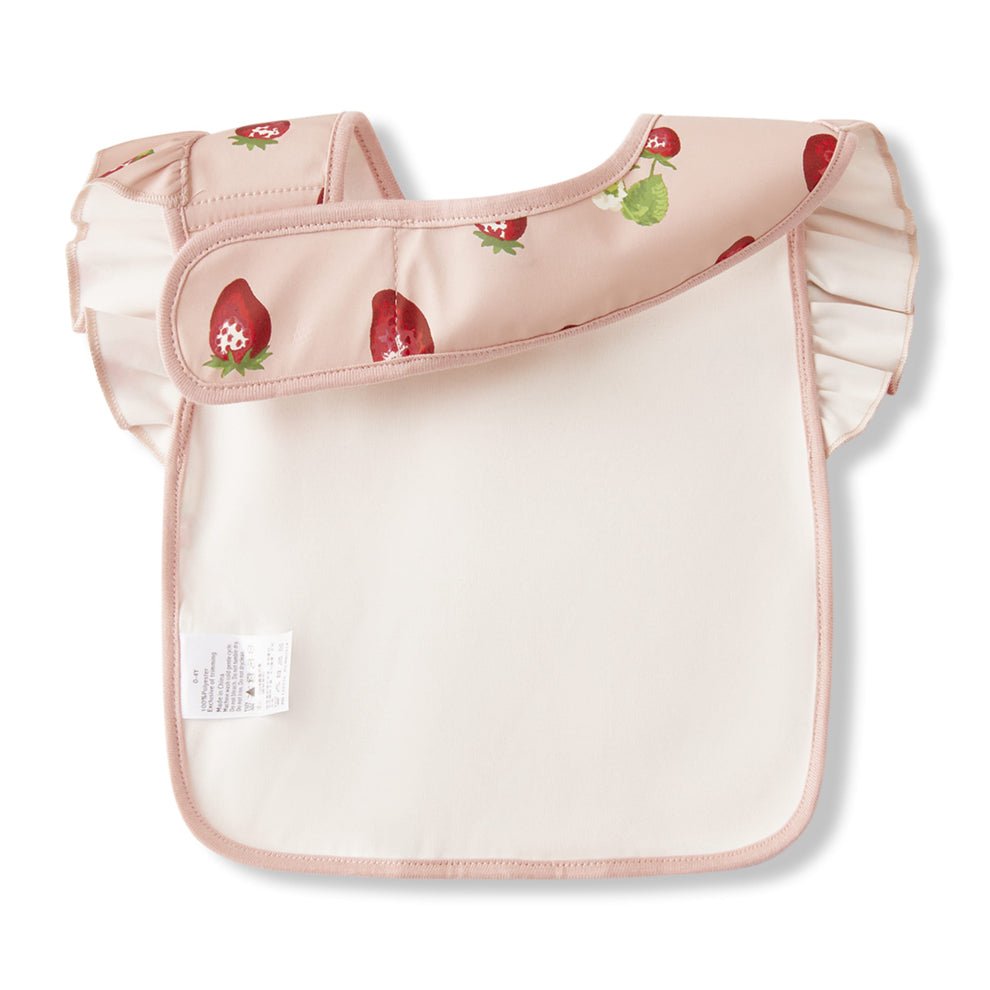 Milkbarn Strawberry Ruffle Pocket Bib - Princess and the Pea Boutique