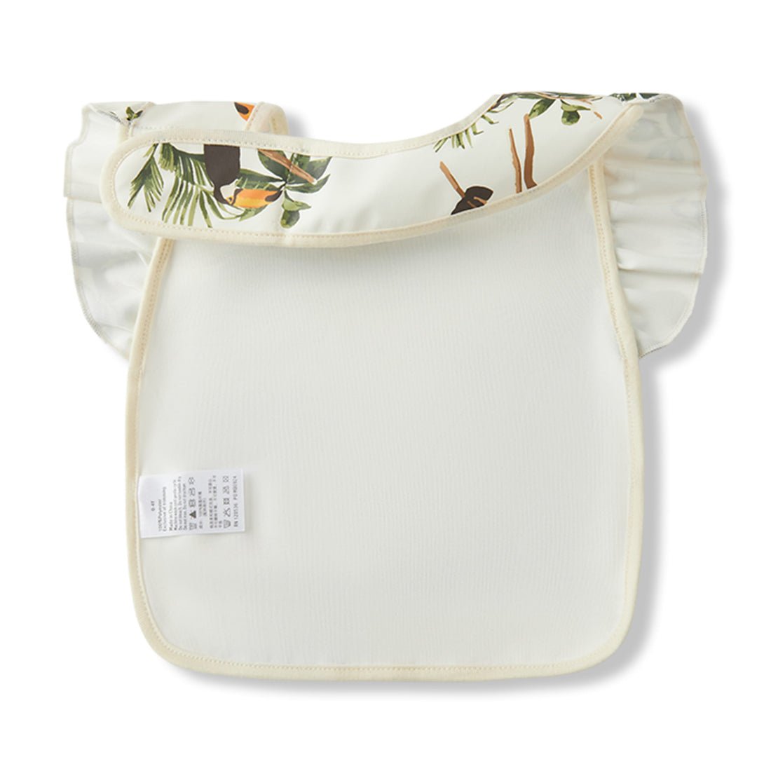 Milkbarn White Toucan Ruffle Pocket Bib - Princess and the Pea Boutique