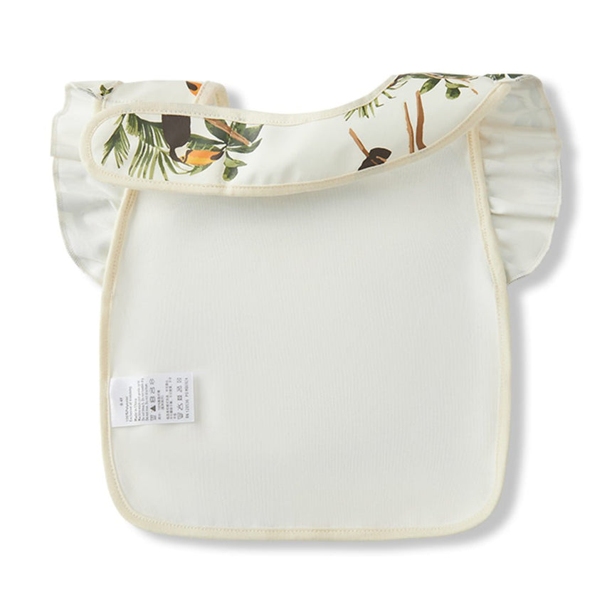 Milkbarn White Toucan Ruffle Pocket Bib - Princess and the Pea Boutique