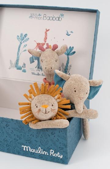 Moulin Roty Sous Mon Baobab - Elephant Rattle Soft Toy - Princess and the Pea Boutique