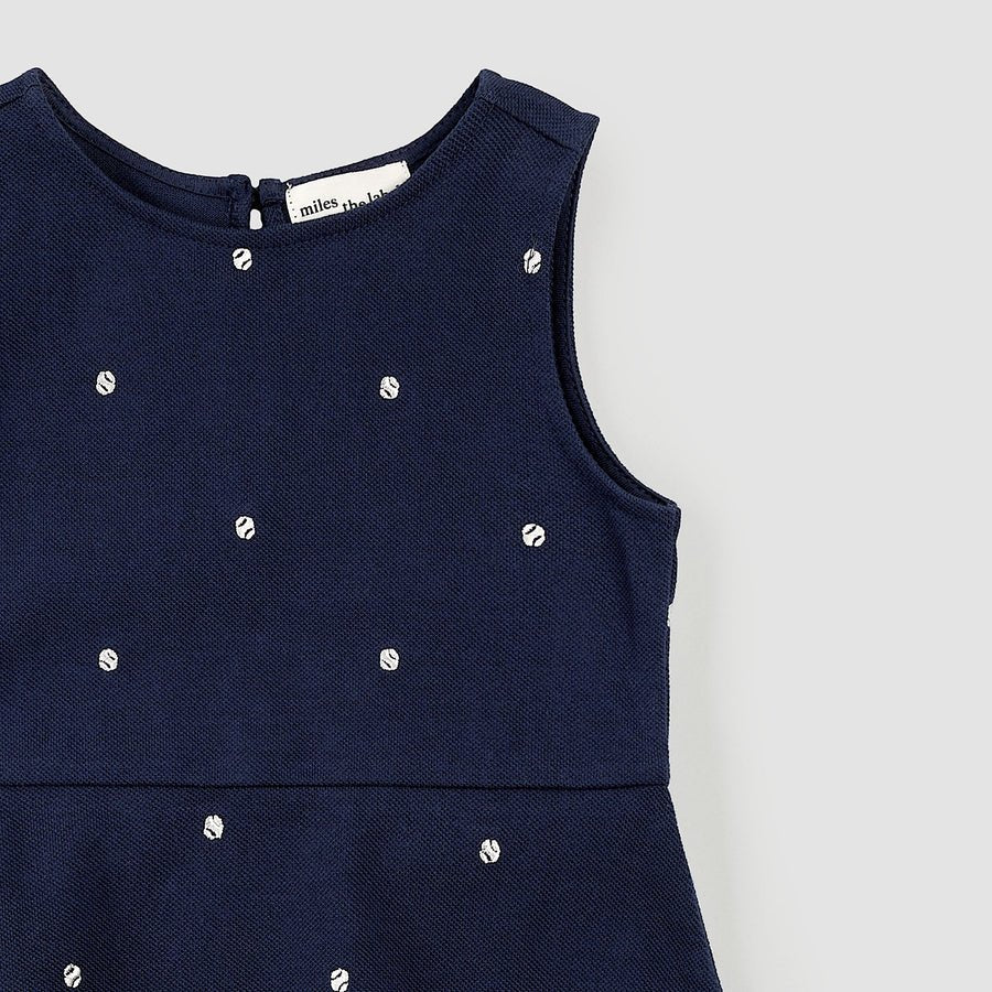 MTL - Embroidered Dress Blues Pique Dress - Princess and the Pea Boutique