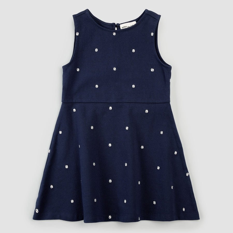 MTL - Embroidered Dress Blues Pique Dress - Princess and the Pea Boutique