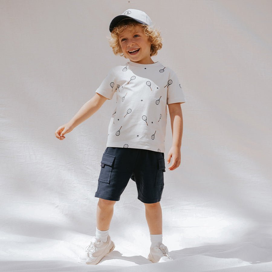 MTL - Racquet Print on Birch T-Shirt - Princess and the Pea Boutique