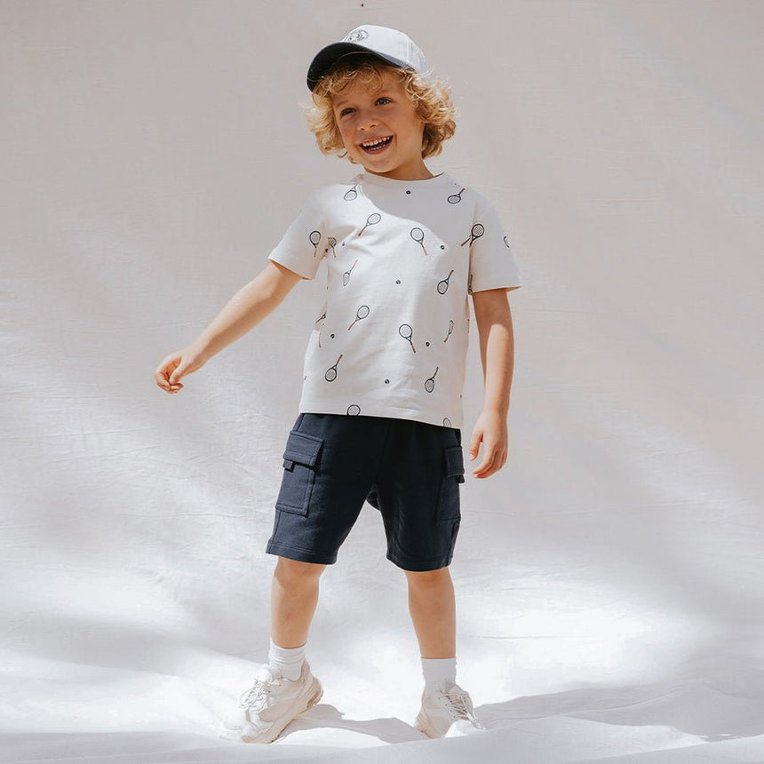 MTL - Racquet Print on Birch T-Shirt - Princess and the Pea Boutique