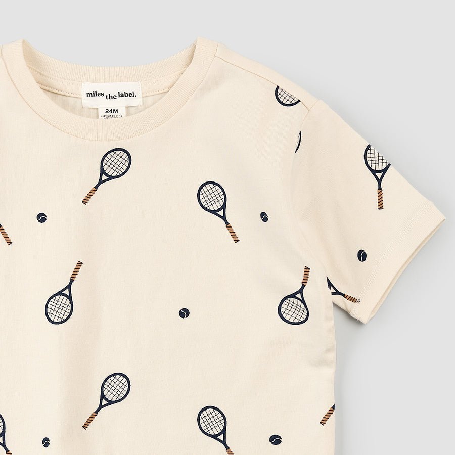MTL - Racquet Print on Birch T-Shirt - Princess and the Pea Boutique