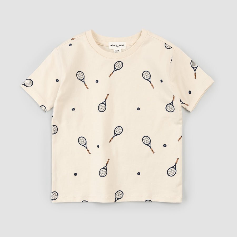 MTL - Racquet Print on Birch T-Shirt - Princess and the Pea Boutique