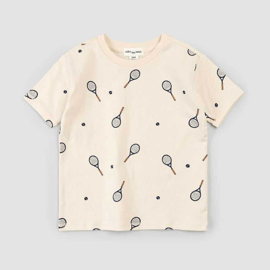 MTL - Racquet Print on Birch T-Shirt - Princess and the Pea Boutique