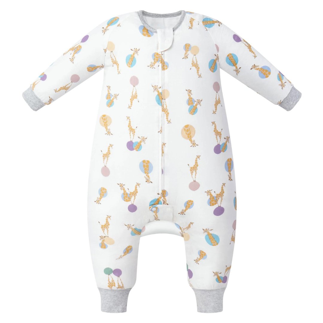 Nest Designs Bamboo Pima Long Sleeve Footed Sleep Bag Giraffe Shapes 0.6 TOG - Princess and the Pea Boutique