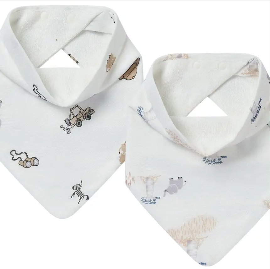 Nest Designs Bamboo & Terry Cotton Baby Bandana Bib (2 Pack) - Princess and the Pea Boutique