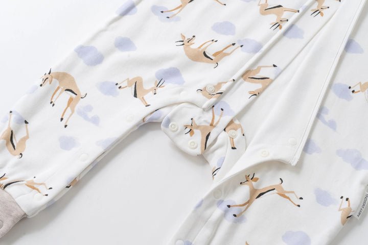 Nest Designs Organic Cotton Long Sleeve Footed Sleep Bag 1.0 TOG - Gazelle Sky - Princess and the Pea Boutique