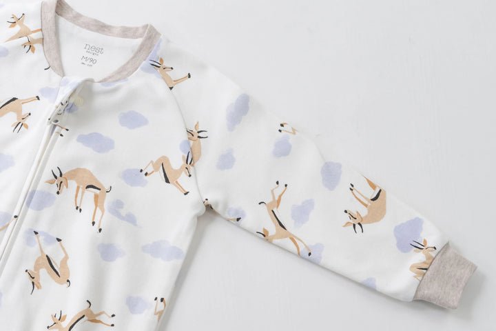 Nest Designs Organic Cotton Long Sleeve Footed Sleep Bag 1.0 TOG - Gazelle Sky - Princess and the Pea Boutique