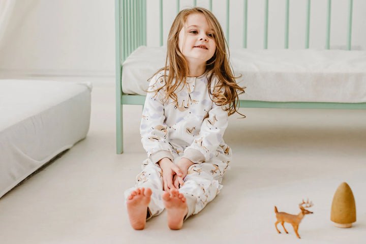 Nest Designs Organic Cotton Long Sleeve Footed Sleep Bag 1.0 TOG - Gazelle Sky - Princess and the Pea Boutique