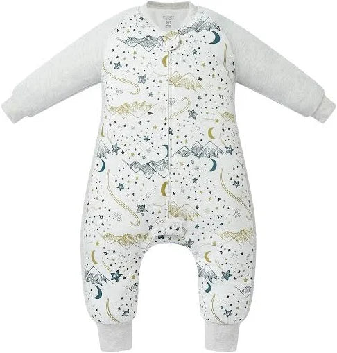 Nest Designs Raglan Bamboo Long Sleeve Footed Sleep Bag 2.5 TOG - Stars White - Princess and the Pea Boutique