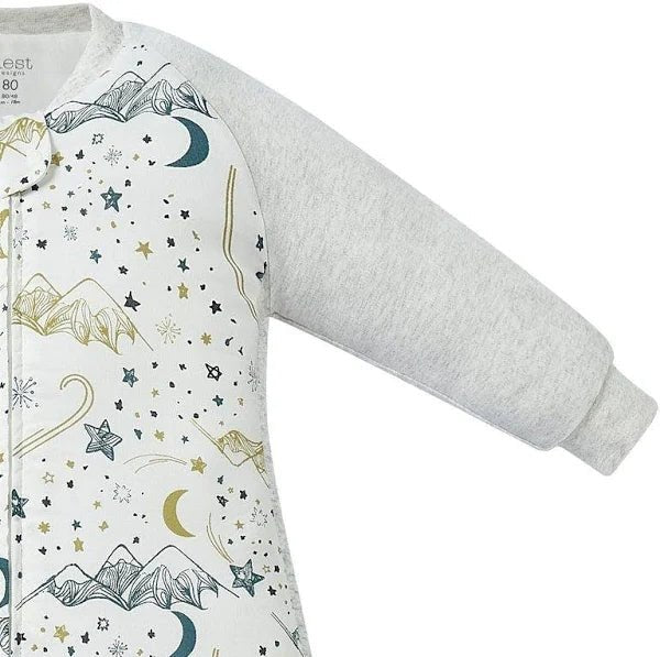 Nest Designs Raglan Bamboo Long Sleeve Footed Sleep Bag 2.5 TOG - Stars White - Princess and the Pea Boutique