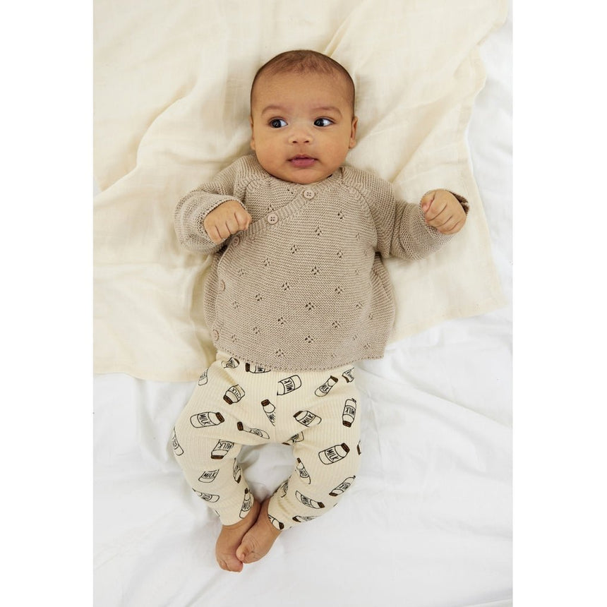 Nigel Rib Leggings - White Swan AOP - Princess and the Pea Boutique