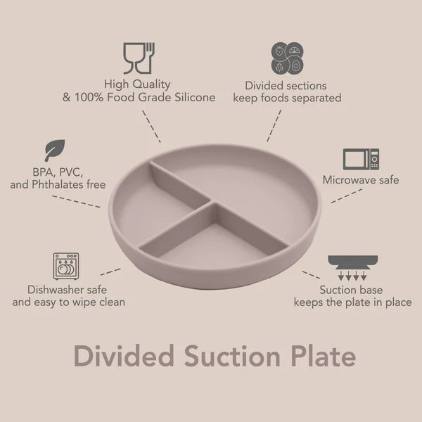 noüka Divided Suction Plate - Soft Blush - Princess and the Pea Boutique